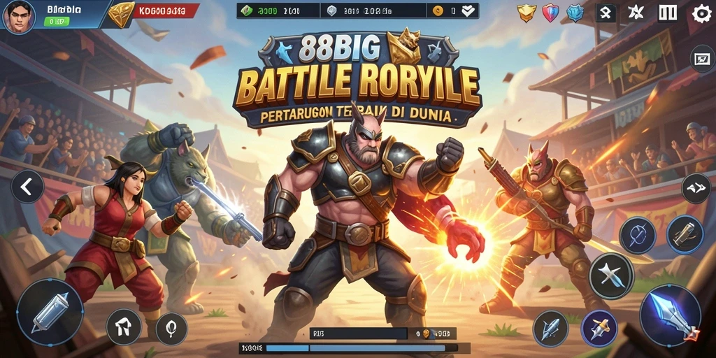 Screenshot gameplay 88BIG menampilkan aksi seru dalam pertempuran Battle Royale.