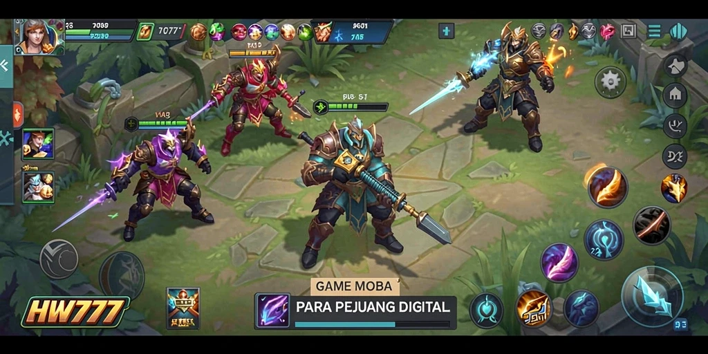 Screenshot gameplay menampilkan aksi pertarungan seru di HW777.