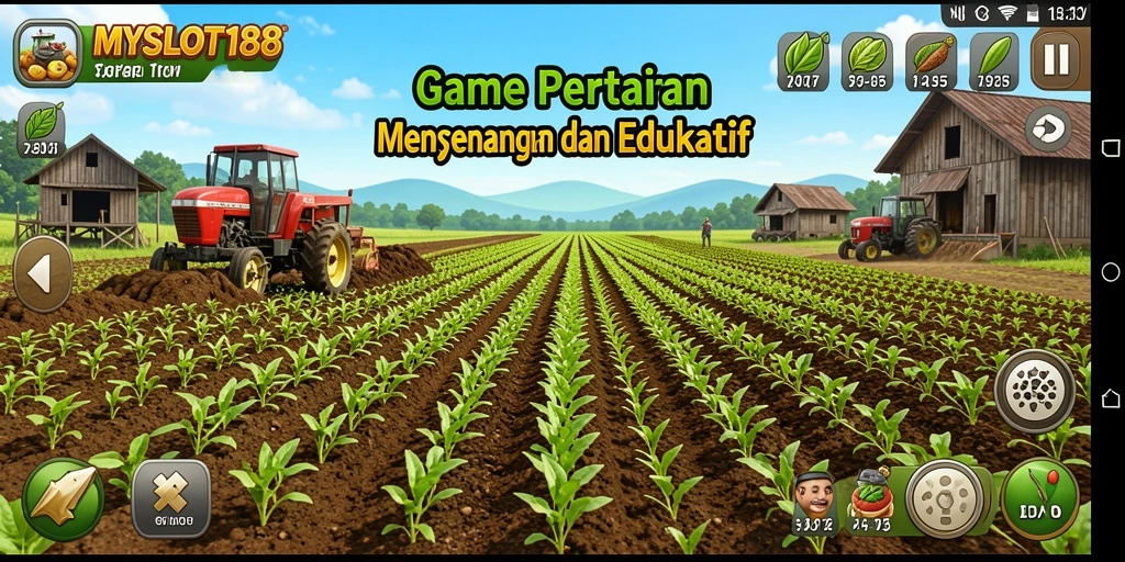 Screenshot gameplay MYSLOT188 dengan tampilan pertanian yang menarik.