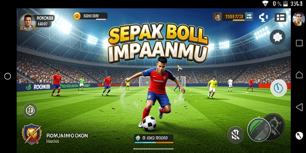 Screenshot ROKOK88 menampilkan aksi intens di lapangan sepak bola.
