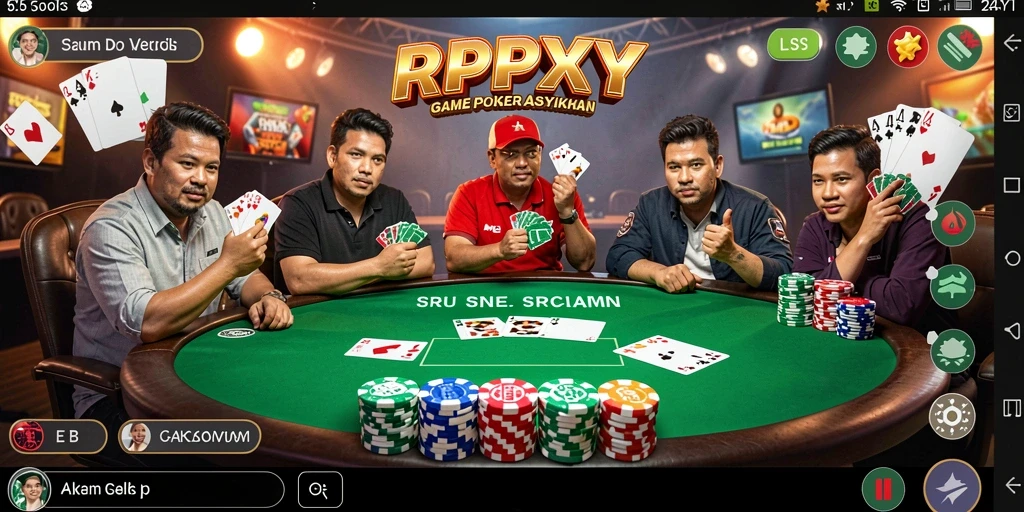 Tampilan menarik dari permainan Poker yang seru dan kompetitif.